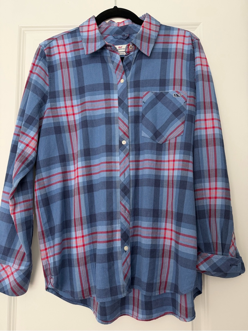 Vineyard Vines Blue and Red Plaid Button-Down Shirt